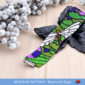 STAINED GLASS DRAGONFLY: A Peyote Stitch Beaded Bracelet Pattern by Bead with Bugs