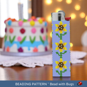 THE SUNNY SIDE:  Peyote Stitch Beaded Lighter Cover by Bead with Bugs