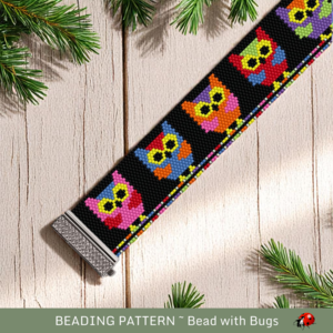 THE OWL FAMILY: A Peyote Stitch Beaded Bracelet Pattern by Bead with Bugs