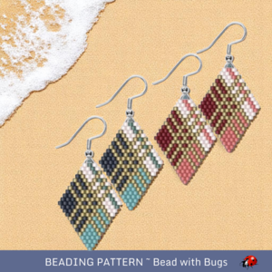 PLAID:  Brick Stitch Beaded Earrings Pattern by Bead with Bugs