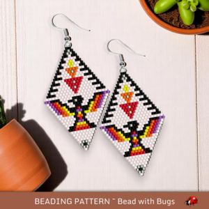 THUNDERBIRD:  Brick Stitch Beaded Earrings Pattern by Bead with Bugs