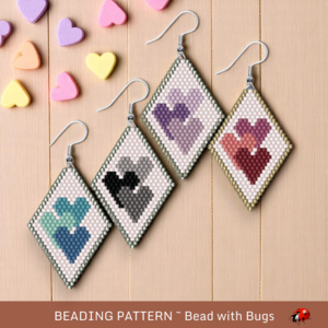 VALENTINE SERIES:  Brick Stitch Beaded Earrings Pattern by Bead with Bugs