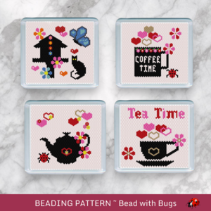 THE VALENTINE SET: Peyote Stitch Beaded Coaster Pattern by Bead with Bugs