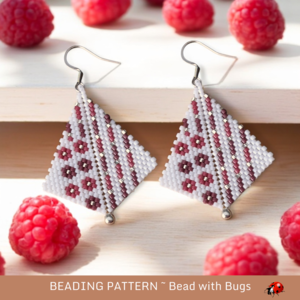 WINEBERRY : Peyote Stitch Kite Earring Pattern by Bead with Bugs