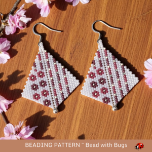 WINEBERRY : Peyote Stitch Kite Earring Pattern by Bead with Bugs