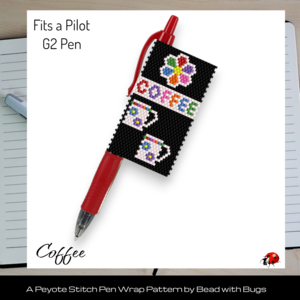 BRIGHT COFFEE: Peyote Stitch Beaded Pen Wrap by Bead with Bugs