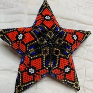 Beaded POINSETTIA Star Pattern PDF | 3D Ornament Decoration