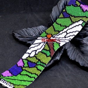 STAINED GLASS DRAGONFLY: A Peyote Stitch Beaded Bracelet Pattern by Bead with Bugs