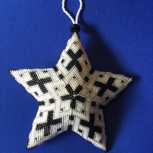Celtic designed Black STAR IN STAR-A Peyote Stitch Beaded Star Pattern