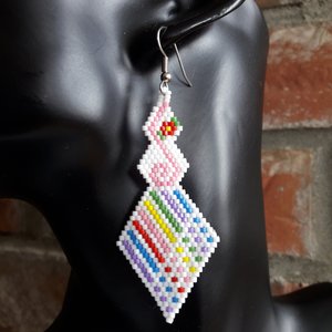 BE HAPPY:  Brick Stitch Beaded Earrings Pattern by Bead with Bugs