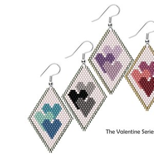 VALENTINE SERIES:  Brick Stitch Beaded Earrings Pattern by Bead with Bugs