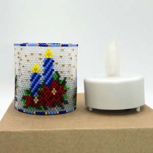 CHRISTMAS CANDLES: Peyote Stitch Beaded Tea Light Cover Pattern by Bead with Bugs
