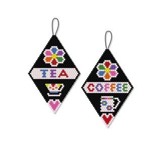 TEA AND COFFEE:  Beaded Brick Stitch Ornament Pattern by Bead with Bugs