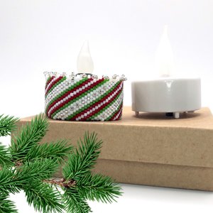 CANDYCANE: Peyote Stitch Beaded Tea Light Cover Pattern by Bead with Bugs