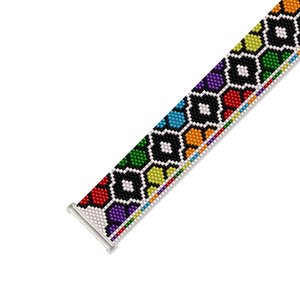 Peyote Stitch Beaded Bracelet Pattern by Bead with Bugs, Bright Stained Glass