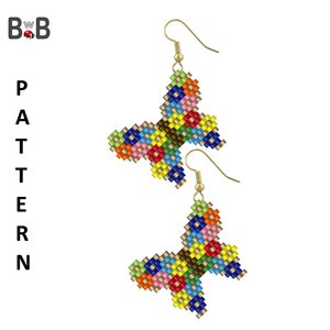 FLOWER POT & BUTTERFY:  Brick Stitch Beaded Earrings Pattern by Bead with Bugs