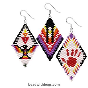 FIRST NATIONS SERIES:  Brick Stitch Beaded Earrings Pattern by Bead with Bugs