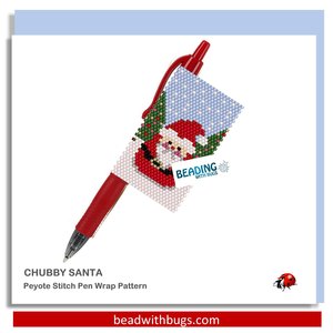 CHUBBY SANTA: Peyote Stitch Beaded Pen Wrap by Bead with Bugs