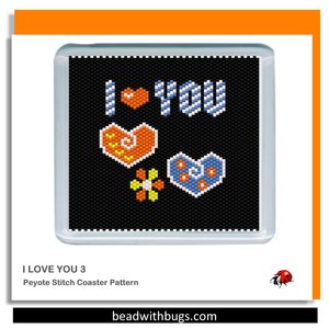LOVE YOU:  Beaded Coaster Pattern Set