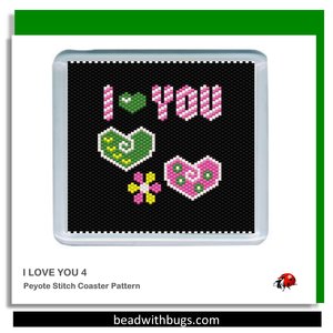 LOVE YOU:  Beaded Coaster Pattern Set