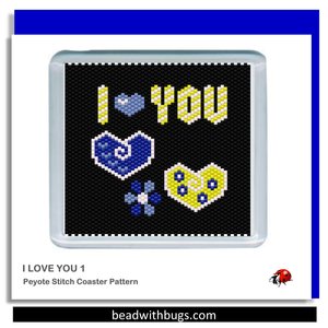 LOVE YOU:  Beaded Coaster Pattern Set