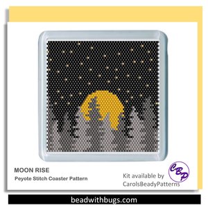 MOON RISE: Peyote Stitch Beaded Coaster Pattern by Bead with Bugs