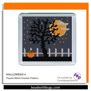 HALLOWEEN 4: Peyote Stitch Beaded Coaster Pattern by Bead with Bugs