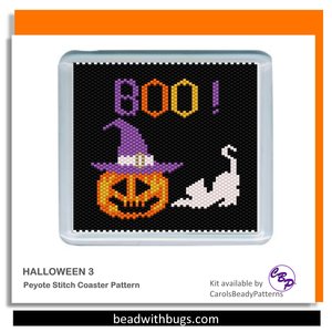HALLOWEEN 3: Peyote Stitch Beaded Coaster Pattern by Bead with Bugs
