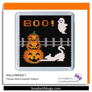 HALLOWEEN 1: Peyote Stitch Beaded Coaster Pattern by Bead with Bugs