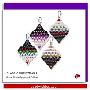 CLASSIC CHRISTMAS:  Beaded Brick Stitch Ornament Pattern by Bead with Bugs