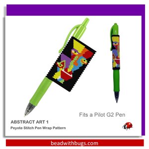 ABSTRACT ART: Peyote Stitch Beaded Pen Wrap by Bead with Bugs