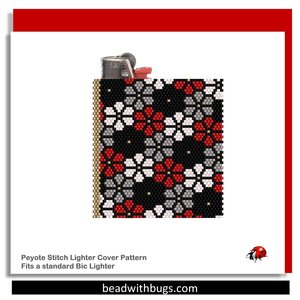 ABSENT FLOWERS:  Peyote Stitch Beaded Lighter Cover by Bead with Bugs
