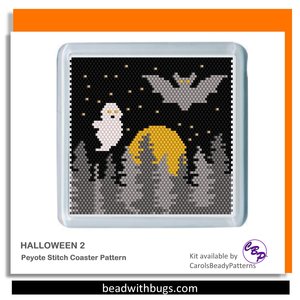 HALLOWEEN 2: Peyote Stitch Beaded Coaster Pattern by Bead with Bugs