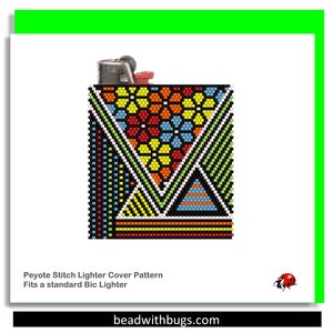 CRAZY ABSTRACT:  Peyote Stitch Beaded Lighter Cover by Bead with Bugs