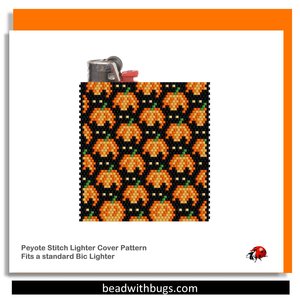 HALLOWEEN CATS:  Peyote Stitch Beaded Lighter Cover by Bead with Bugs