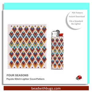 FOUR SEASONS:  Peyote Stitch Beaded Lighter Cover by Bead with Bugs