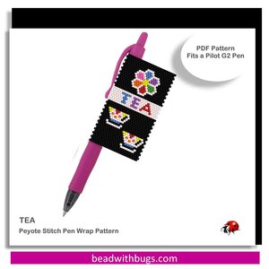 BRIGHT TEA: Peyote Stitch Beaded Pen Wrap by Bead with Bugs