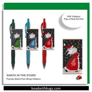SANTA in the STARS: Peyote Stitch Beaded Pen Wrap by Bead with Bugs