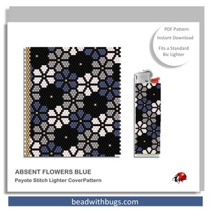 ABSENT FLOWERS:  Peyote Stitch Beaded Lighter Cover by Bead with Bugs