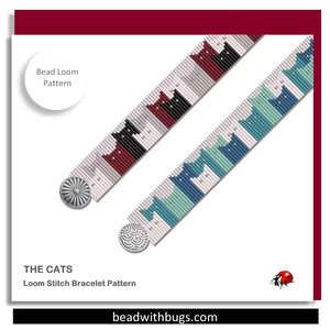 THE CATS:  A Loom Beaded Bracelet Pattern by Bead with Bugs