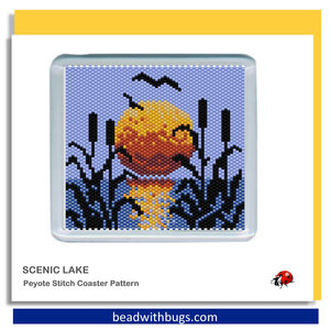 SCENIC LAKE: Peyote Stitch Beaded Coaster Pattern by Bead with Bugs
