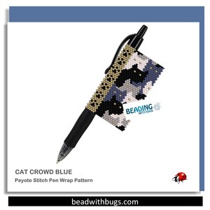 CAT CROWD:  Peyote Stitch Beaded Pen Wrap by Bead with Bugs