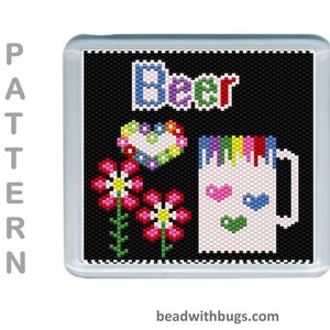 BRIGHT BEER: Peyote Stitch Beaded Coaster Pattern by Bead with Bugs