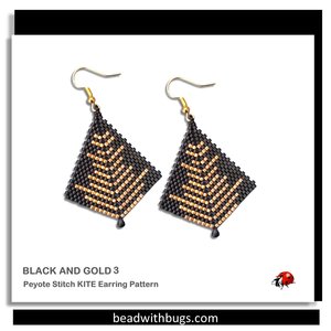 BLACK & GOLD 3: Peyote Stitch Beading Pattern by Bead with Bugs