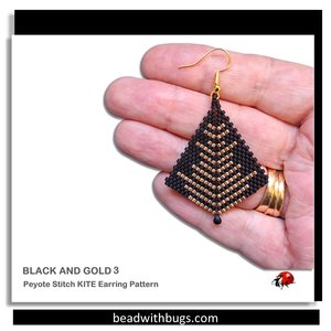 BLACK & GOLD 3: Peyote Stitch Beading Pattern by Bead with Bugs