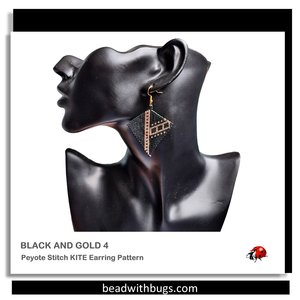 BLACK & GOLD 4: Peyote Stitch Beading Pattern by Bead with Bugs
