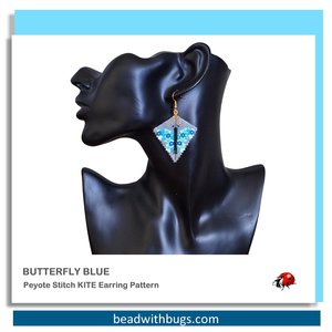 BUTTERFLY BLUE: Peyote Stitch Earring Pattern by Bead with Bugs