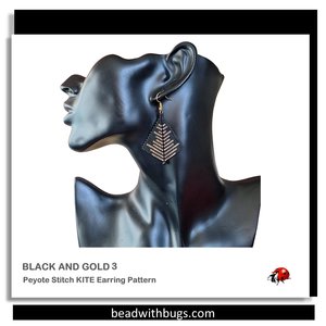 BLACK & GOLD 3: Peyote Stitch Beading Pattern by Bead with Bugs