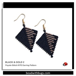 BLACK & GOLD 2: Peyote Stitch Beading Pattern by Bead with Bugs