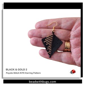 BLACK & GOLD 2: Peyote Stitch Beading Pattern by Bead with Bugs